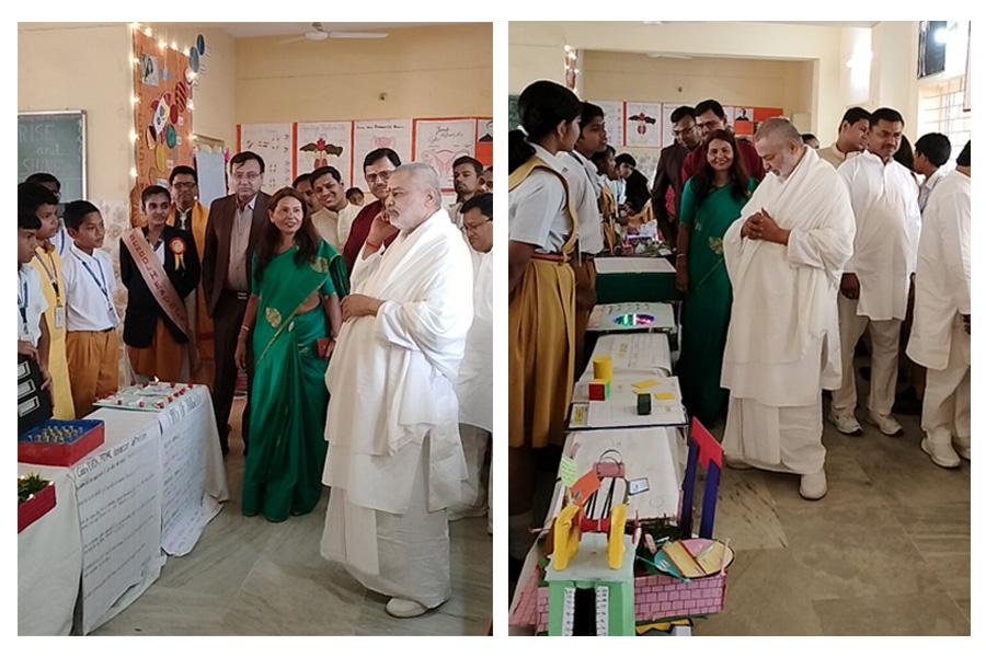Brahmachari Girish ji has inaugurated and visited Science Exhibition organised by students of Maharishi Vidya Mandir Bhandara. Brahmachari ji has appreciated models display and gave many suggestions to improve the models. Students were thrilled to have school group Chairman with them.