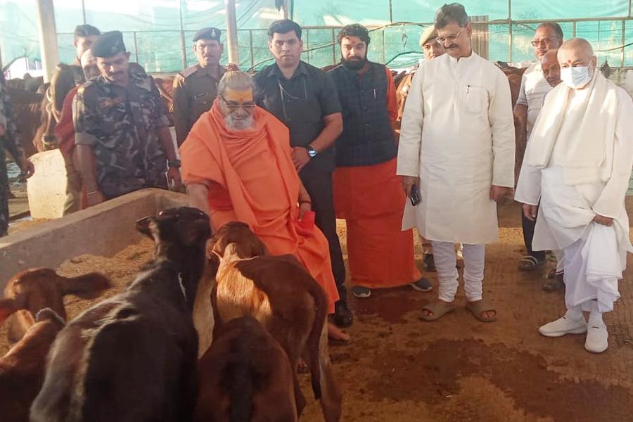 Anant Shri Vibhushit Jyotishpeethadheeshwar Jagatguru Shankaracharya Swami Vasudevanand Saraswati Ji Maharaj and Honourable Shri Dinesh Chandra Ji, International Patron of Vishwa Hindu Parishad has visited Maharishi Gaushala and Training Centre.